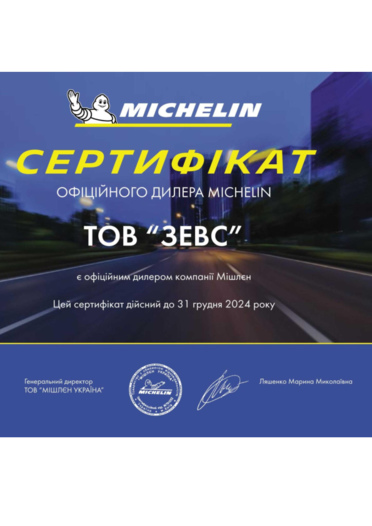 Дилерский сертификат Michelin